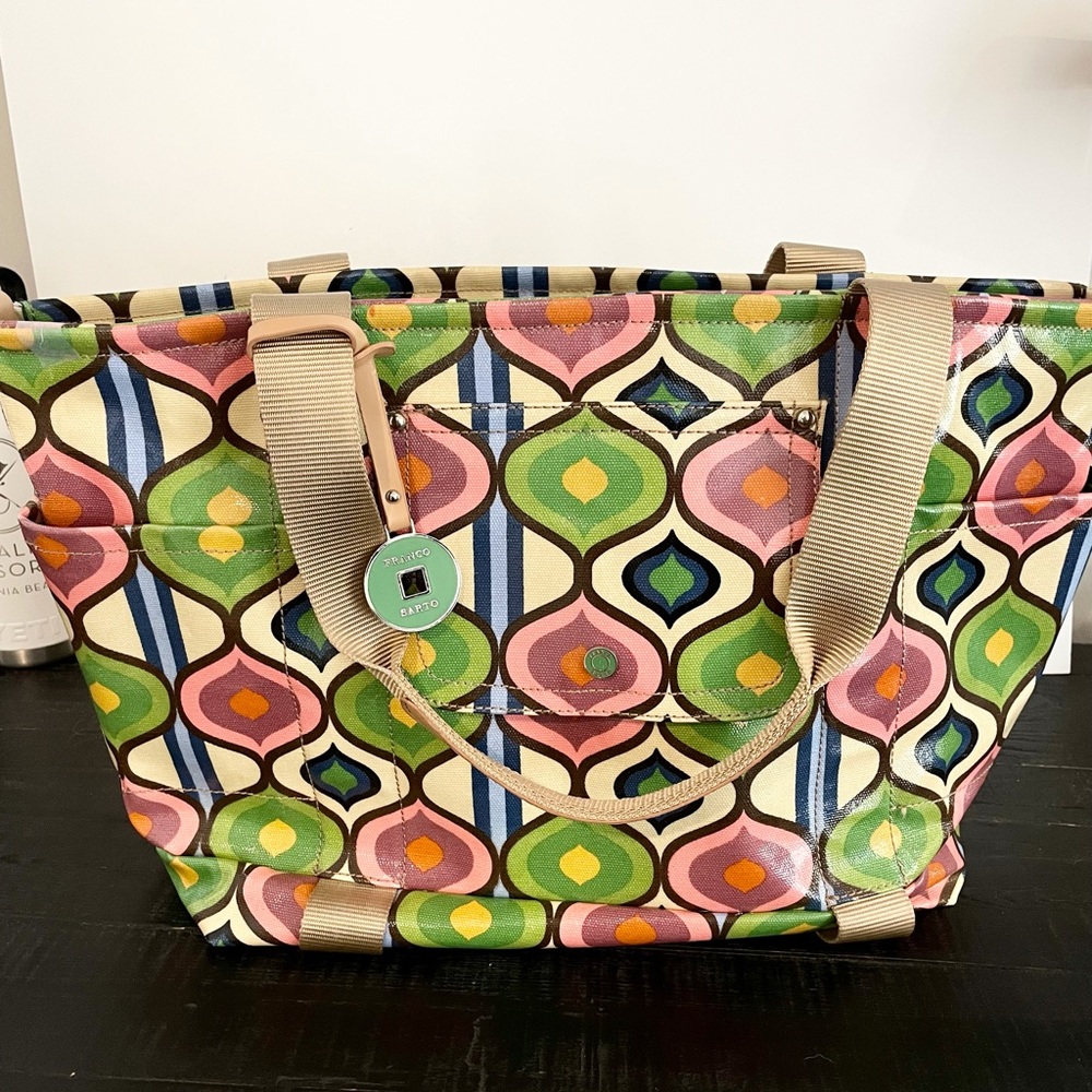 Franco Sarto Retro Geometric Coated Canvas Tote